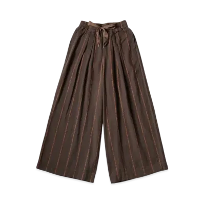KAPITAL Cotton Linen Sham Stripes Rude Buggy Pants "Dark Brown"