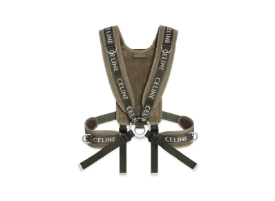 CELINE Harness Trekking In Cotton Gabardine With Celine Print "Khaki"