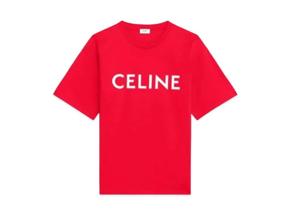 CELINE Loose T-Shirt / Cotton Jersey "Red/White"