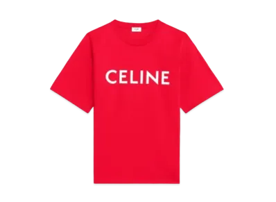 CELINE Loose T-Shirt / Cotton Jersey "Red/White"