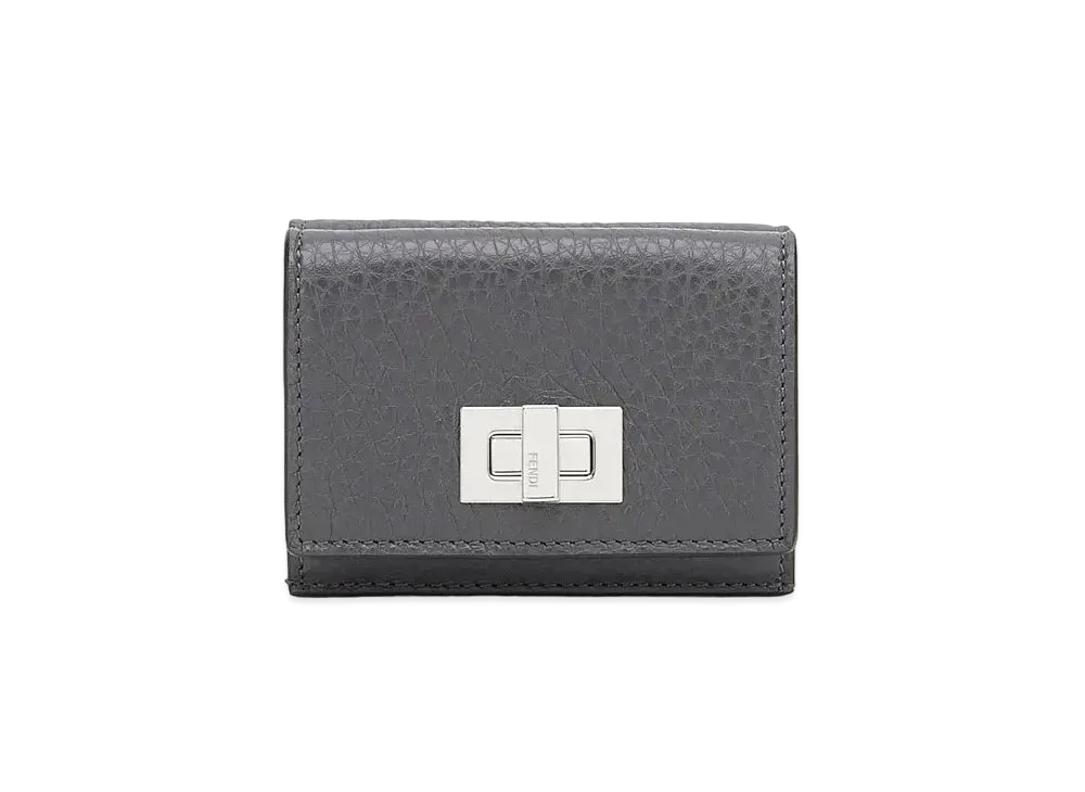 FENDI Micro Three-Fold Wallet Leather Wallet "Gray"