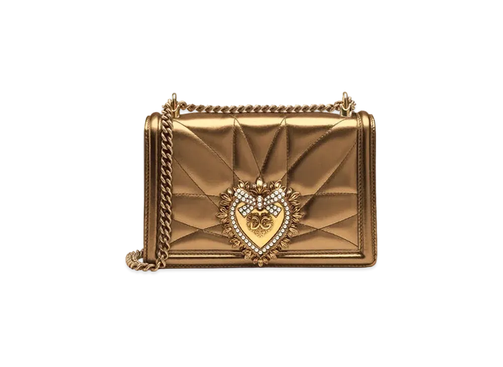 Dolce&Gabbana Devotion Bag Medium Quilting Nappa Bronze "Gold"