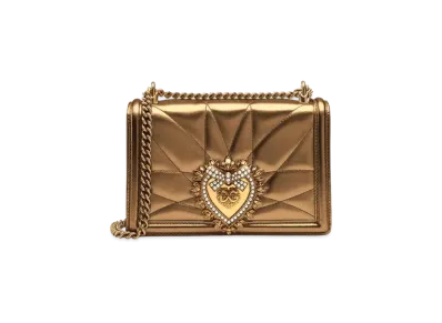 Dolce&Gabbana Devotion Bag Medium Quilting Nappa Bronze "Gold"