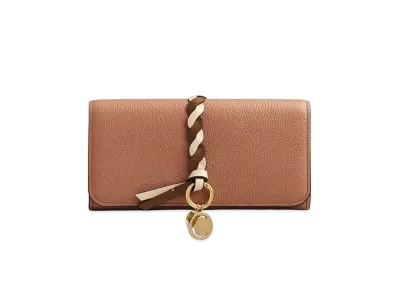 Chloe Women's Alphabet Long Wallet For With Flap In Multicolour Grained & Shiny Calfskin "Muted Brown"