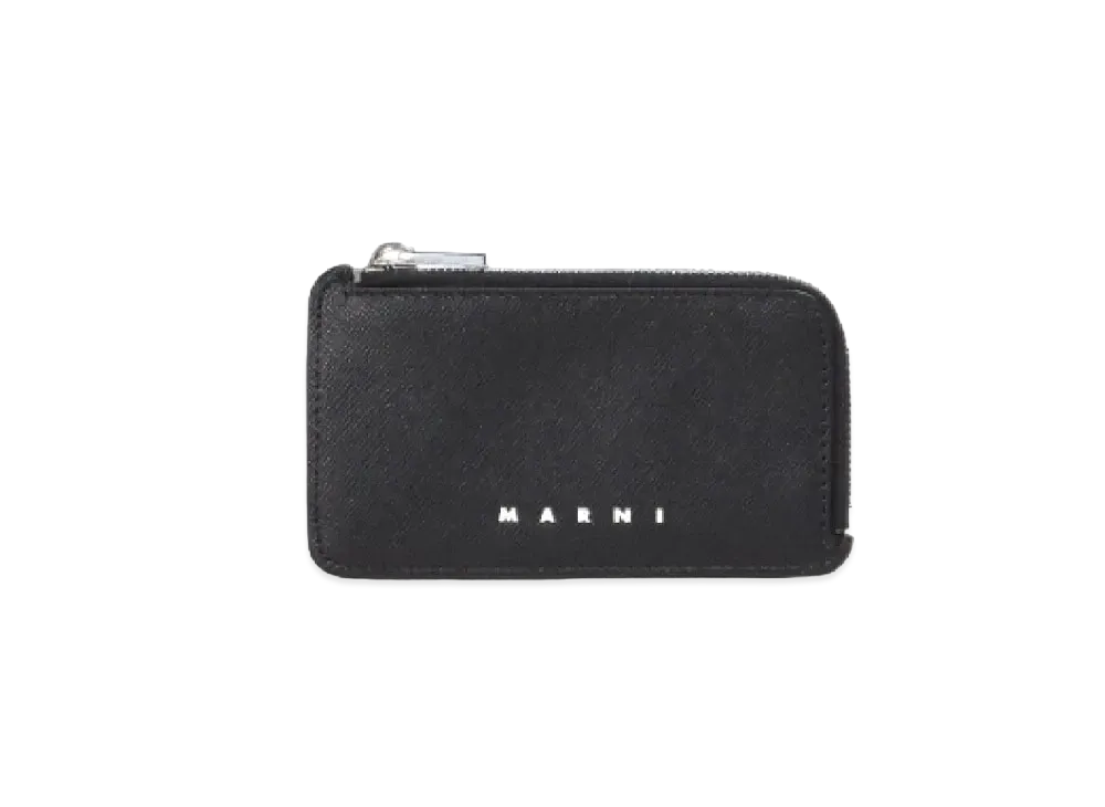 Marni Black Green Blue Leather Credit Card Case "Black"