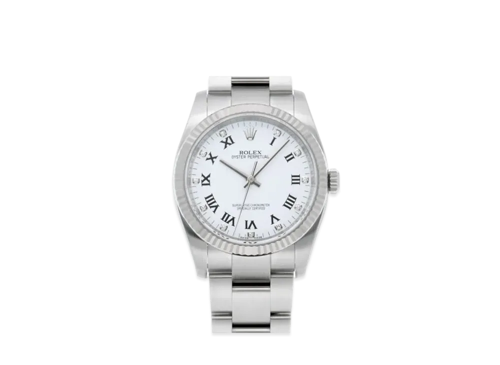ROLEX Oyster Perpetual "White Roman/Stainless Steel/White Gold"