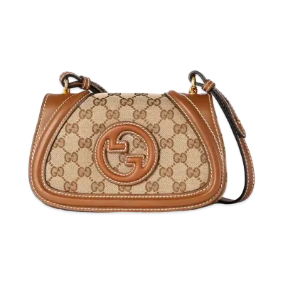 GUCCI Blondie Mini Shoulder Bag "Beige/Dark Brown"