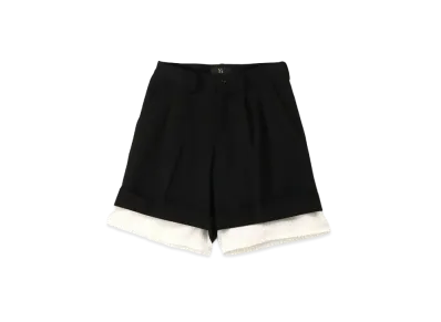 Yohji Yamamoto Y's WOOL GABARDINE DOUBLE SHORT PANTS "Black"
