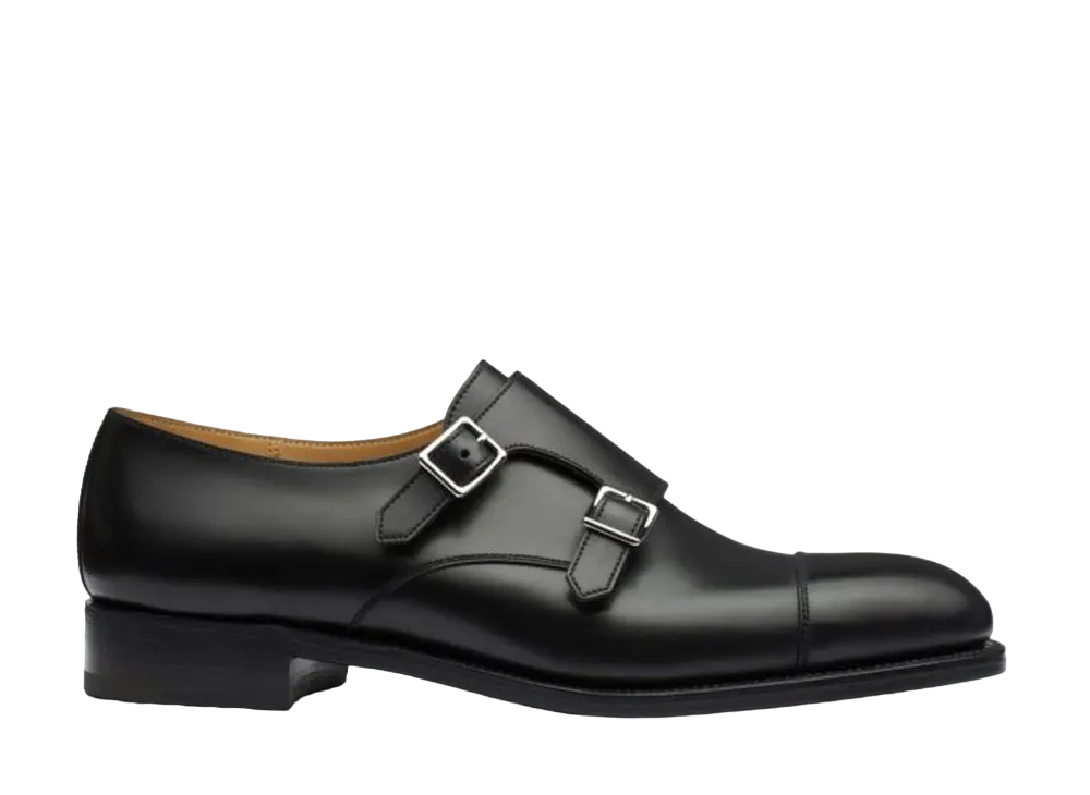 J.M.Weston Double Monk Strap #237 D Box Calf "Black"116110123710 Leather Sole