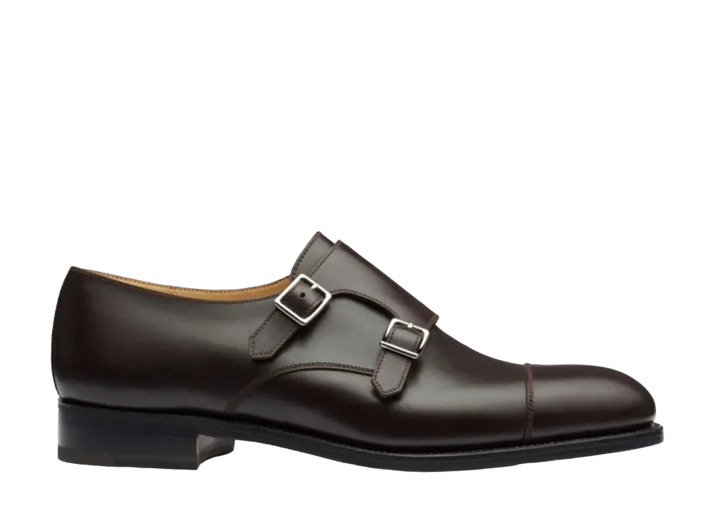 J.M.Weston Double Monk Strap #237 D Box Calf "Dark Brown"116115423710 Leather Sole