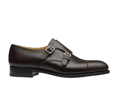J.M.Weston Double Monk Strap #237 D Box Calf "Dark Brown"116115423710 Leather Sole