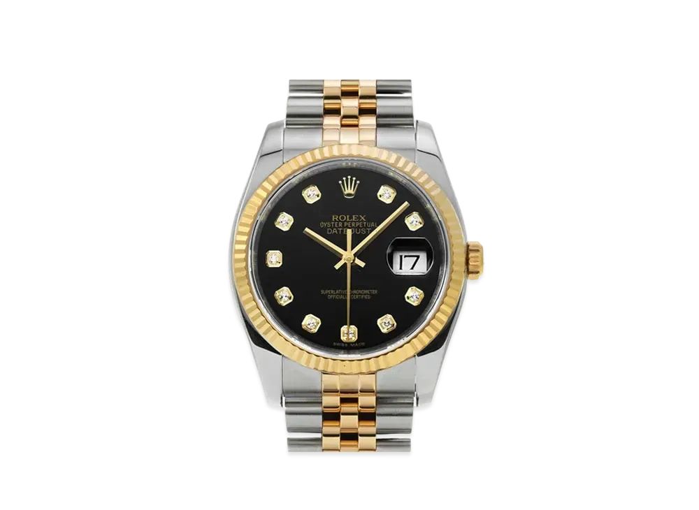 ROLEX Datejust 10P Diamonds "Black/Stainless Steel/Yellow Gold"