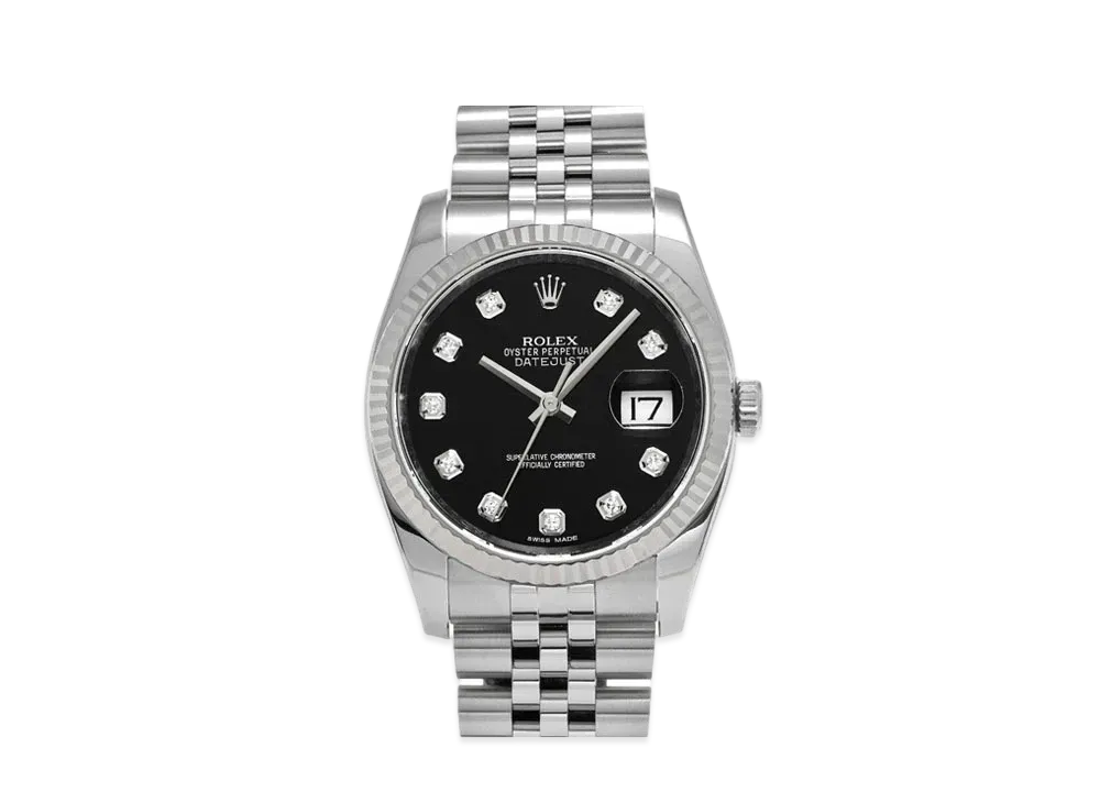ROLEX Datejust 10P Diamonds "Black/Stainless Steel/White Gold"
