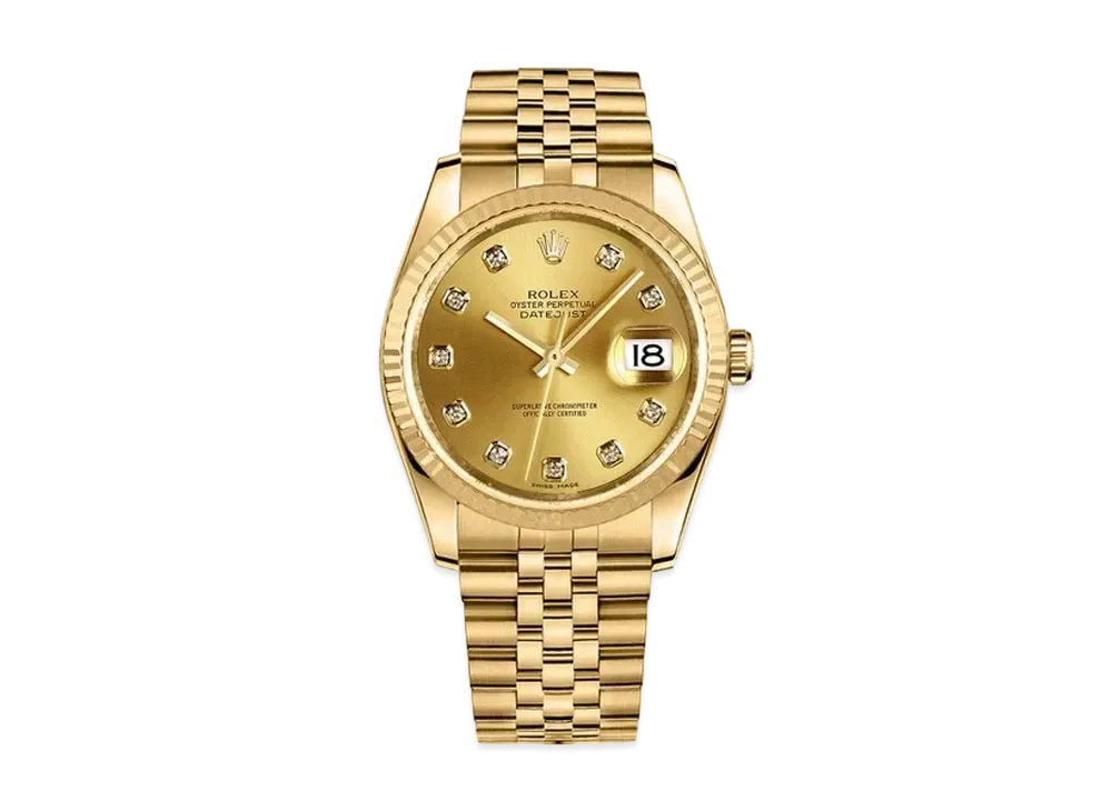 ROLEX Datejust 10P Diamonds "Champagne/Yellow Gold"