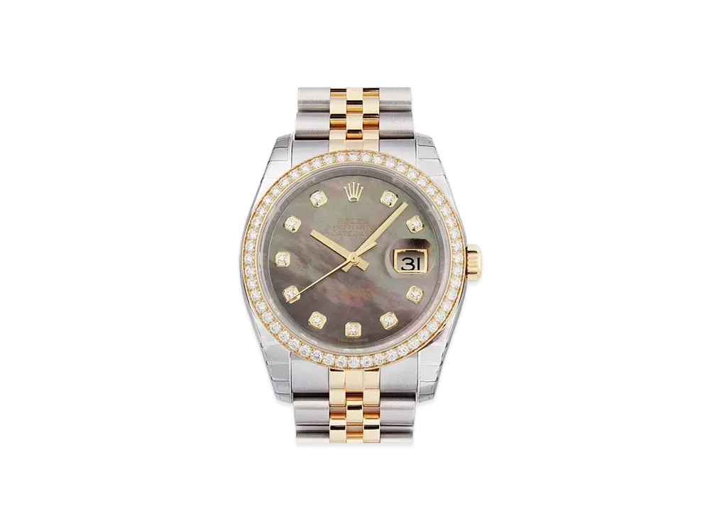ROLEX Datejust 10P Diamonds "Black Shell/Stainless Steel/Yellow Gold"