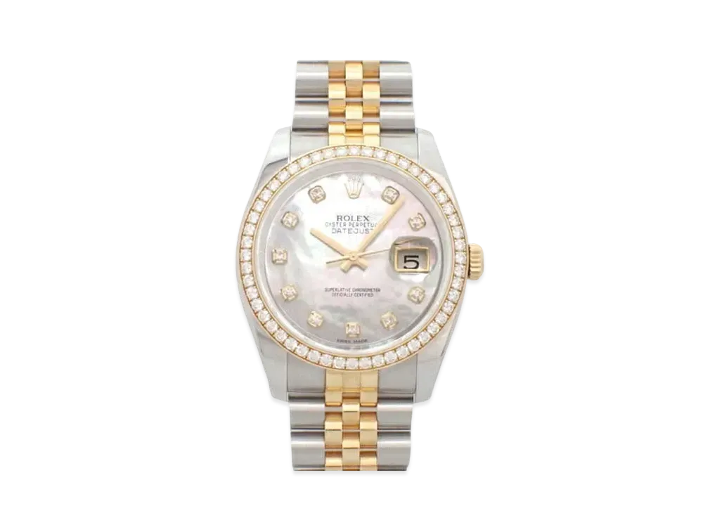 ROLEX Datejust 10P Diamonds "White Shell/Stainless Steel/Yellow Gold"