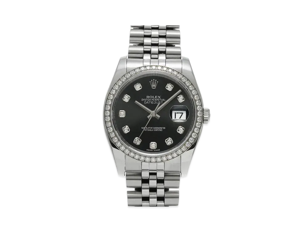 ROLEX Datejust 10P Diamonds "Black/Stainless Steel/White Gold"