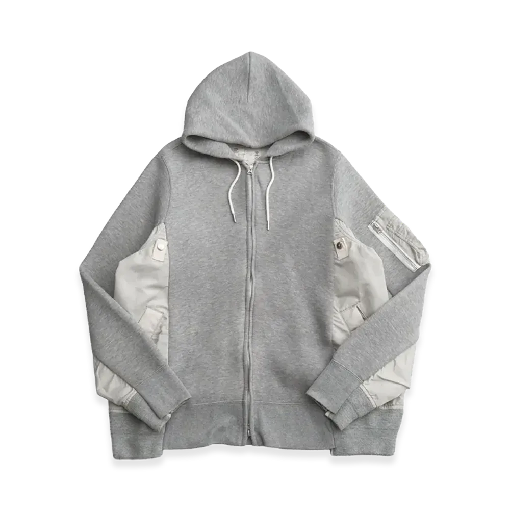 sacai Sponge Sweat MA-1 Zip Hoodie "Grey"