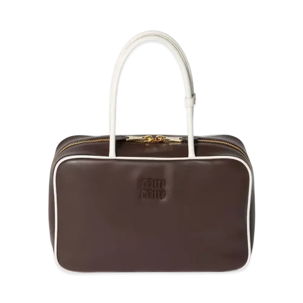 MIUMIU Beau Leather Bag "Brown/White"