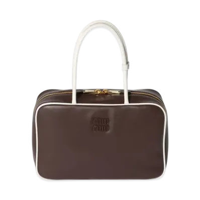 MIUMIU Beau Leather Bag "Brown/White"