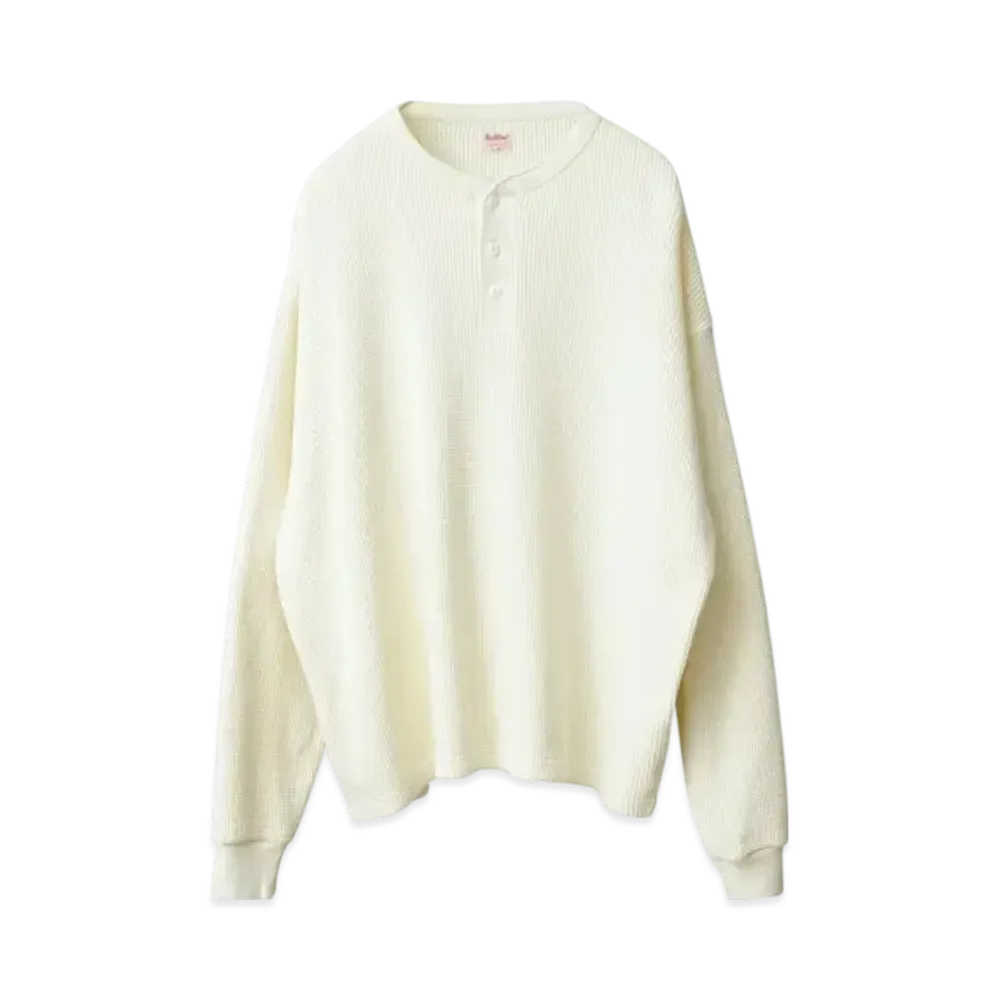 Healthknit Waiper Exclusive Super Heavy Waffle L/S Henley Neck T-shirt Relaxed Fit "Off"