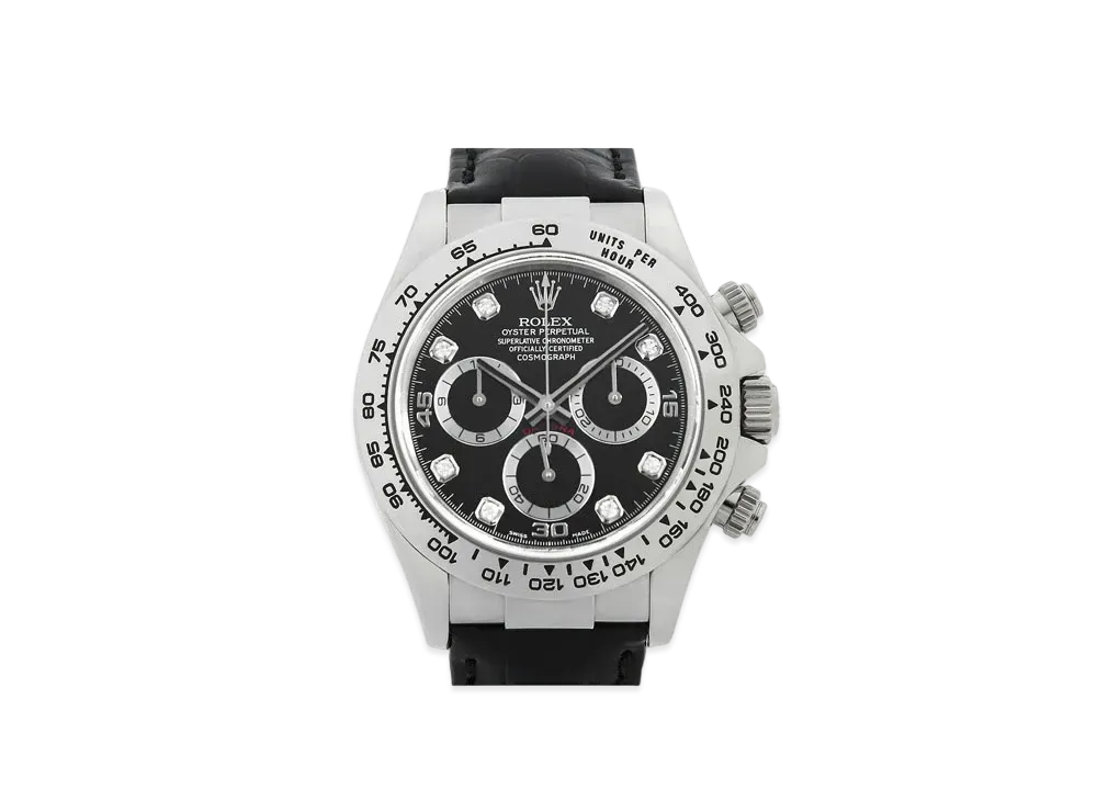 ROLEX Cosmograph Daytona 8P Diamonds "Black/White Gold"