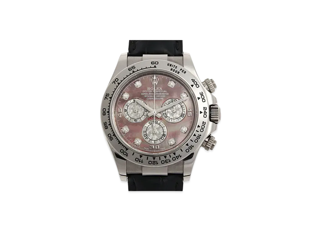 ROLEX Cosmograph Daytona 8P Diamonds "Black Shell/White Gold"