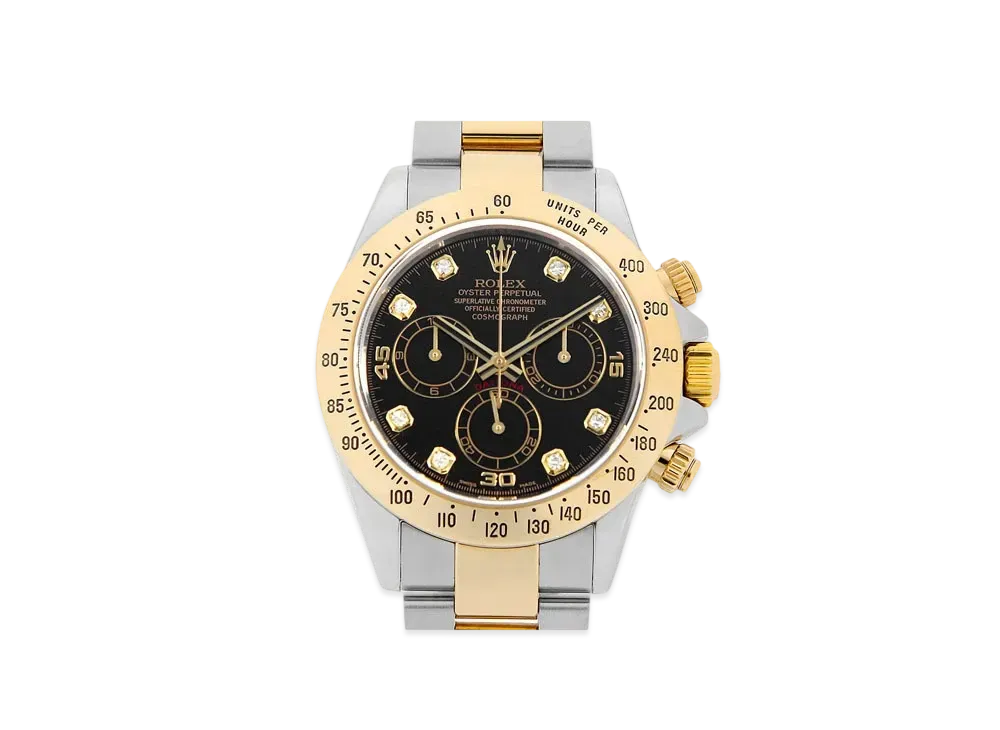 ROLEX Cosmograph Daytona 8P Diamonds "Black/Stainless Steel/Yellow Gold"