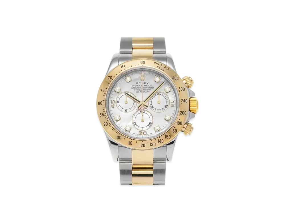 ROLEX Cosmograph Daytona 8P Diamonds "White Shell/Stainless Steel/Yellow Gold"