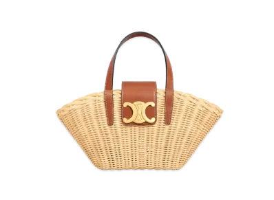CELINE Teen Couffin in Wicker and Calfskin "Natural/Tan"