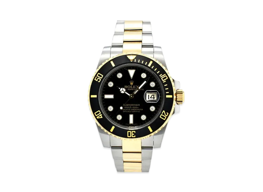 ROLEX Submariner Date 8P Diamonds "Black/Stainless Steel/Yellow Gold"