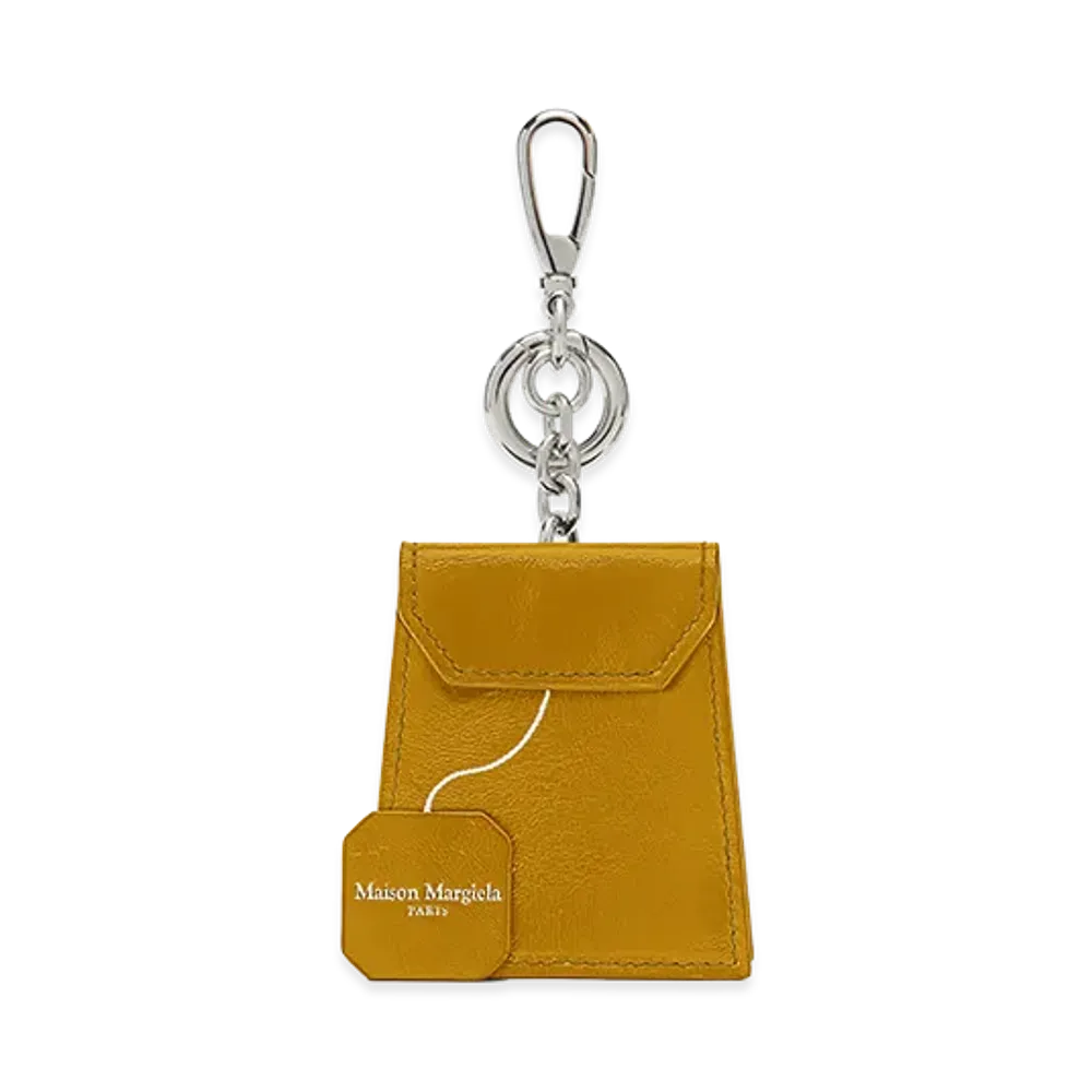 Maison Margiela 4-Stitch Leather Tea Bag Charm "Yellow"