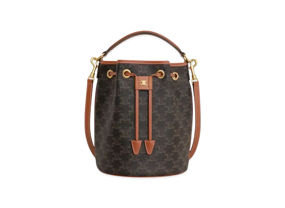 CELINE Clara Bag in Triomphe Canvas and Calfskin "Tan"