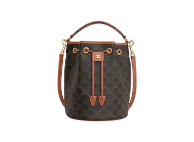 CELINE Clara Bag in Triomphe Canvas and Calfskin "Tan"