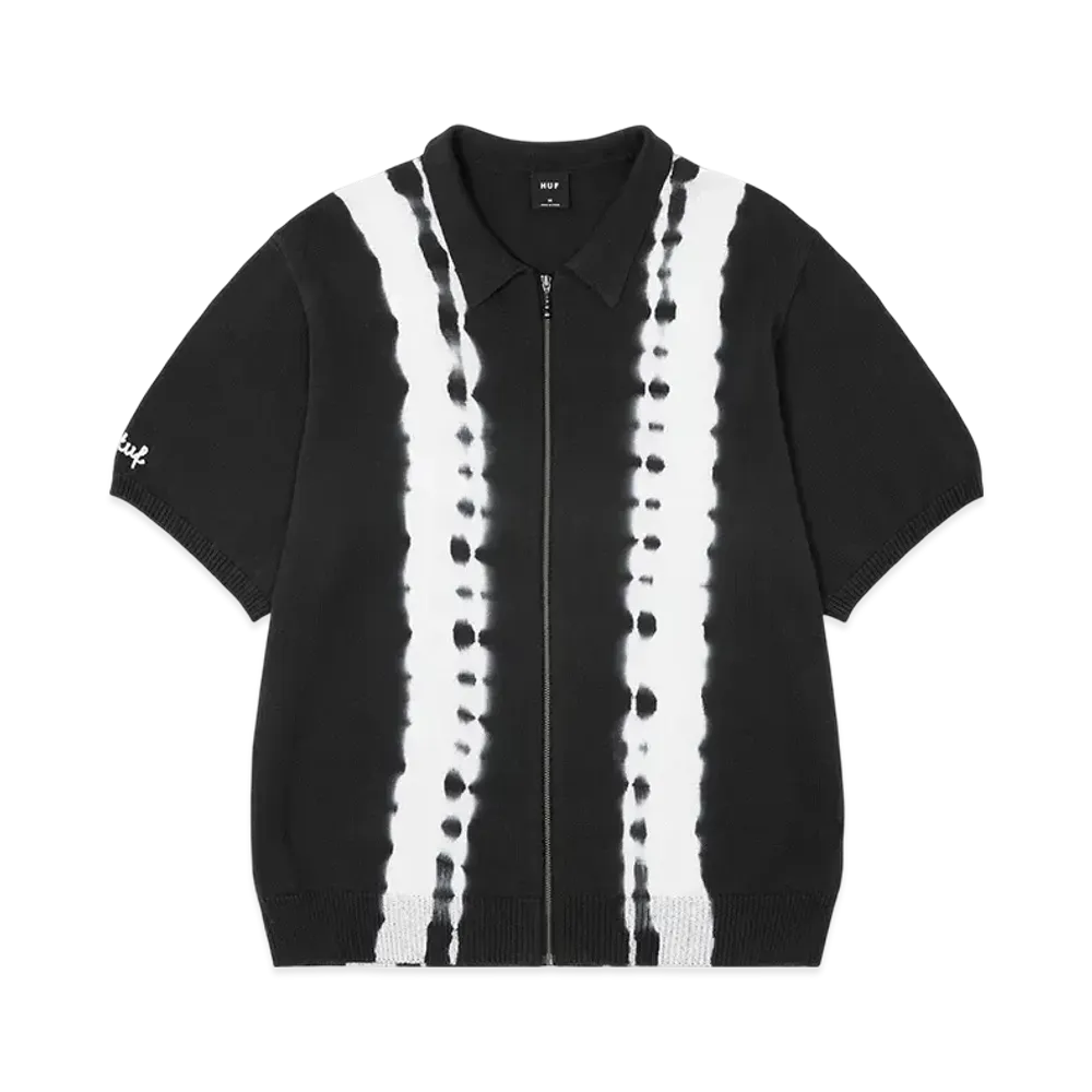 HUF Garden Center Bleach Dyed Knit Polo "Black"