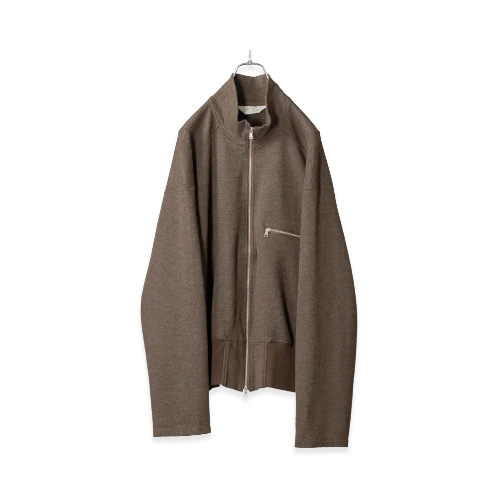 ANCELLM Shrink Wool Zip Up Stand Blouson "Brown"