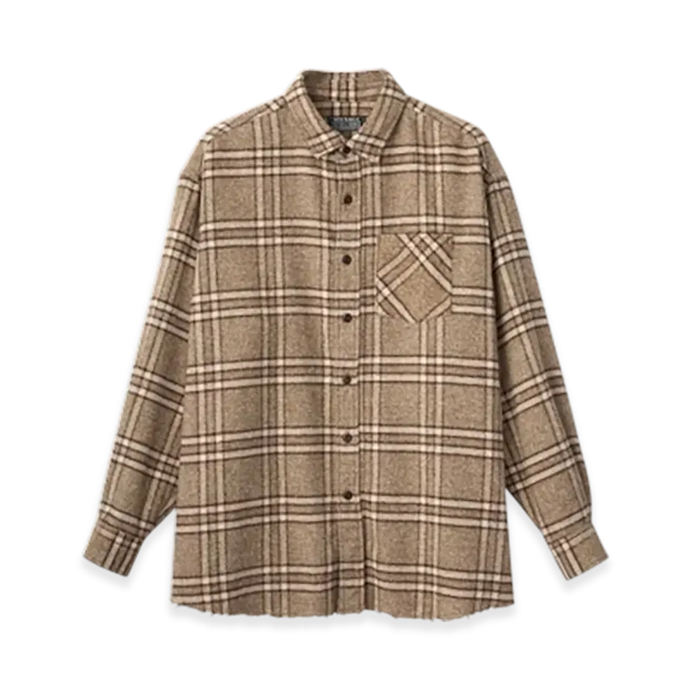 HYSTERIC GLAMOUR Guitar Girl Embroidered Work Shirt "Beige"