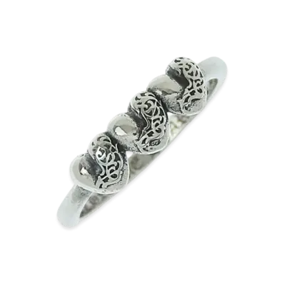 Chrome Hearts Bubble Gum Three Heart Ring "Silver"
