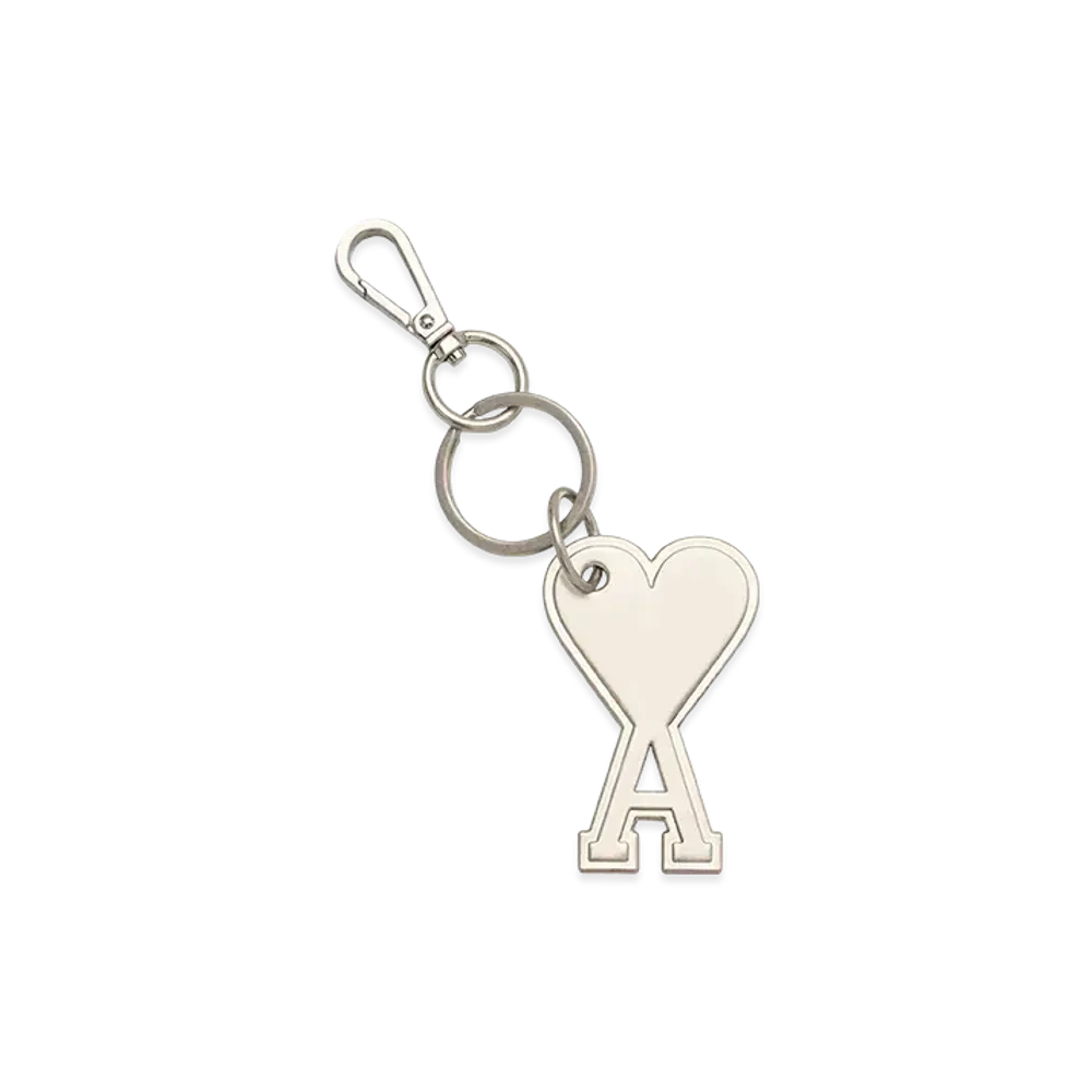 AMI PARIS Ami De Coeur Metal Key Ring "Vibrated Silver"