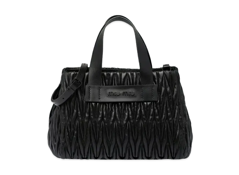 MIU MIU Materasse Leather Handbag "Black"