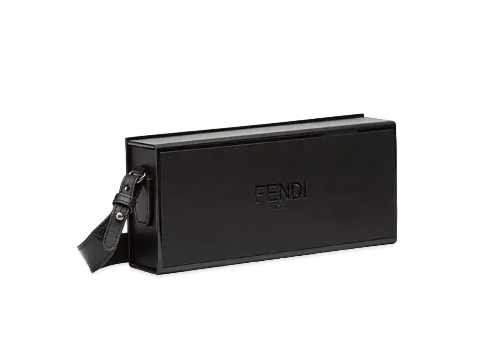 FENDI Horizontal Box Leather Bag "Black"