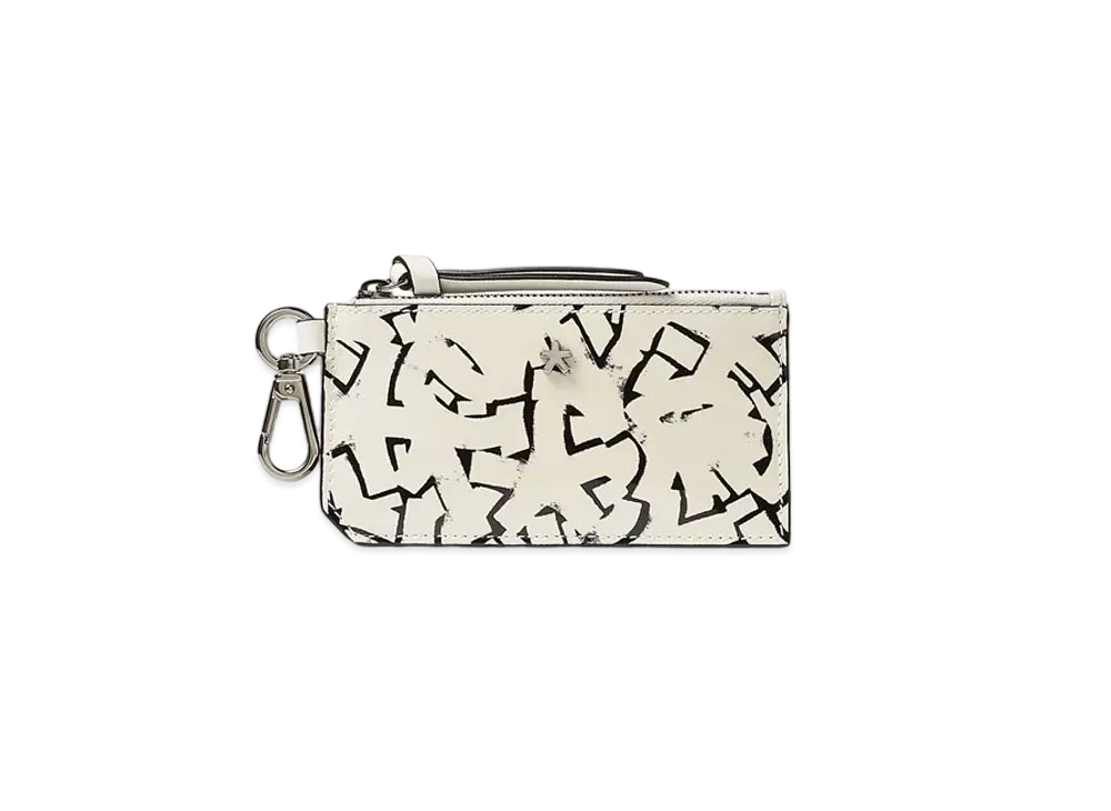 Jimmy Choo JC / Eric Haze Lise Artwork Printed Patent Leather Card Case "White/Black"