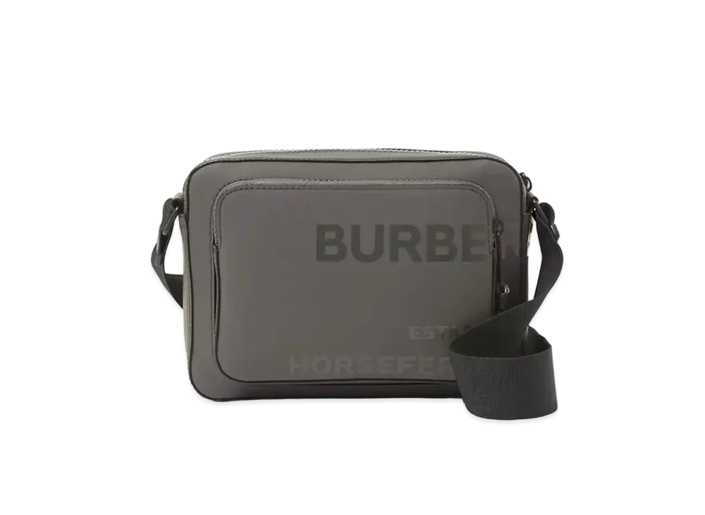 BURBERRY Horse Ferry Print Coating Cotton Canvas Crossbody Bag "Sepia Gray"