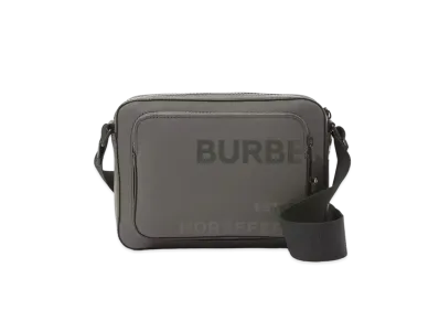 BURBERRY Horse Ferry Print Coating Cotton Canvas Crossbody Bag "Sepia Gray"