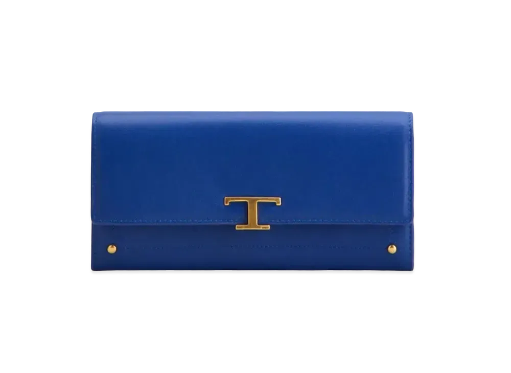 TOD'S T Timeles Leather Wallet "Blue"