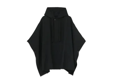 Yohji Yamamoto Y's TRIPLE TWIST WOOL TROPICAL HOODED PONCHO "Black"