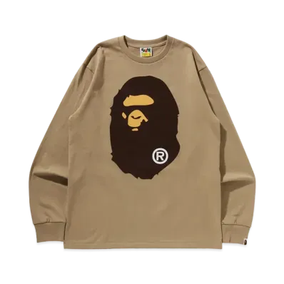 A BATHING APE Big Ape Head L/S Tee "Beige"