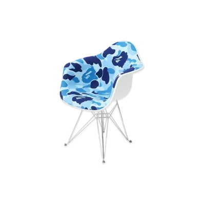 A BATHING APE x Modernica ABC Camo Upholstered Arm Shell Eiffel "Blue"