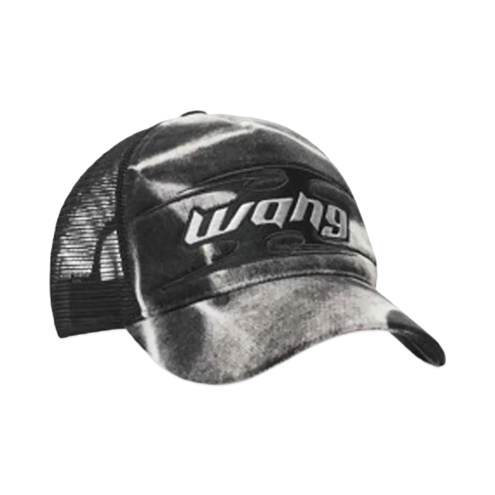 Alexander Wang Blade Logo Embroidery Cotton Trucker Hat "Black Acid Crush"