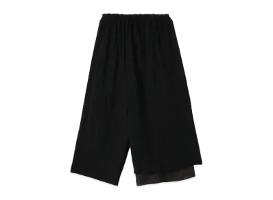 Yohji Yamamoto Y's WOOL ROUGH TWILL GARMENT MILLING LEFT LAYERED STRING PANTS "Black"